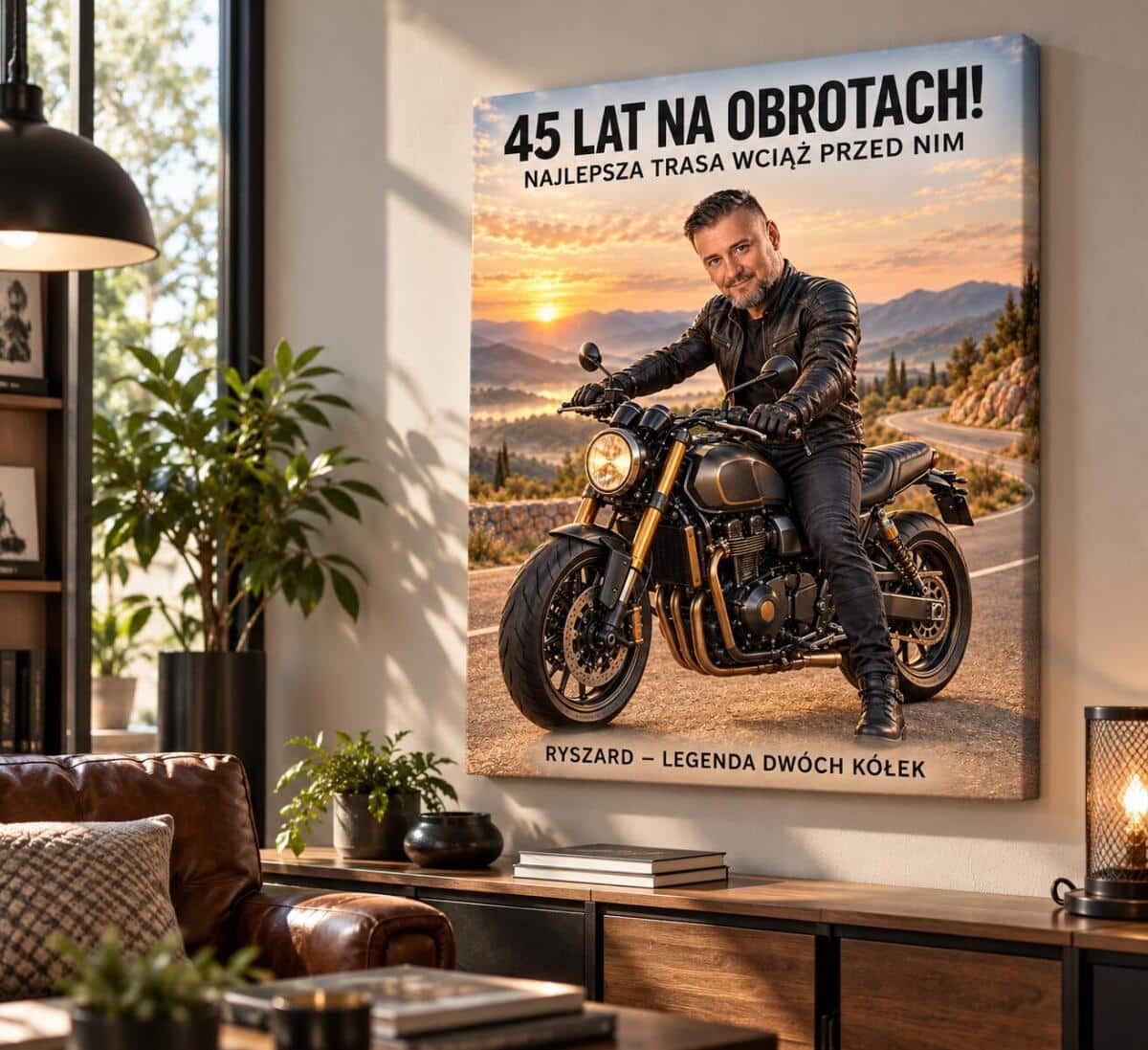 Prezent dla Motocyklisty na 45 Urodziny – Obraz ze Zdjęcia „45 Lat na Obrotach!” - 31597 - zdjęcie 4