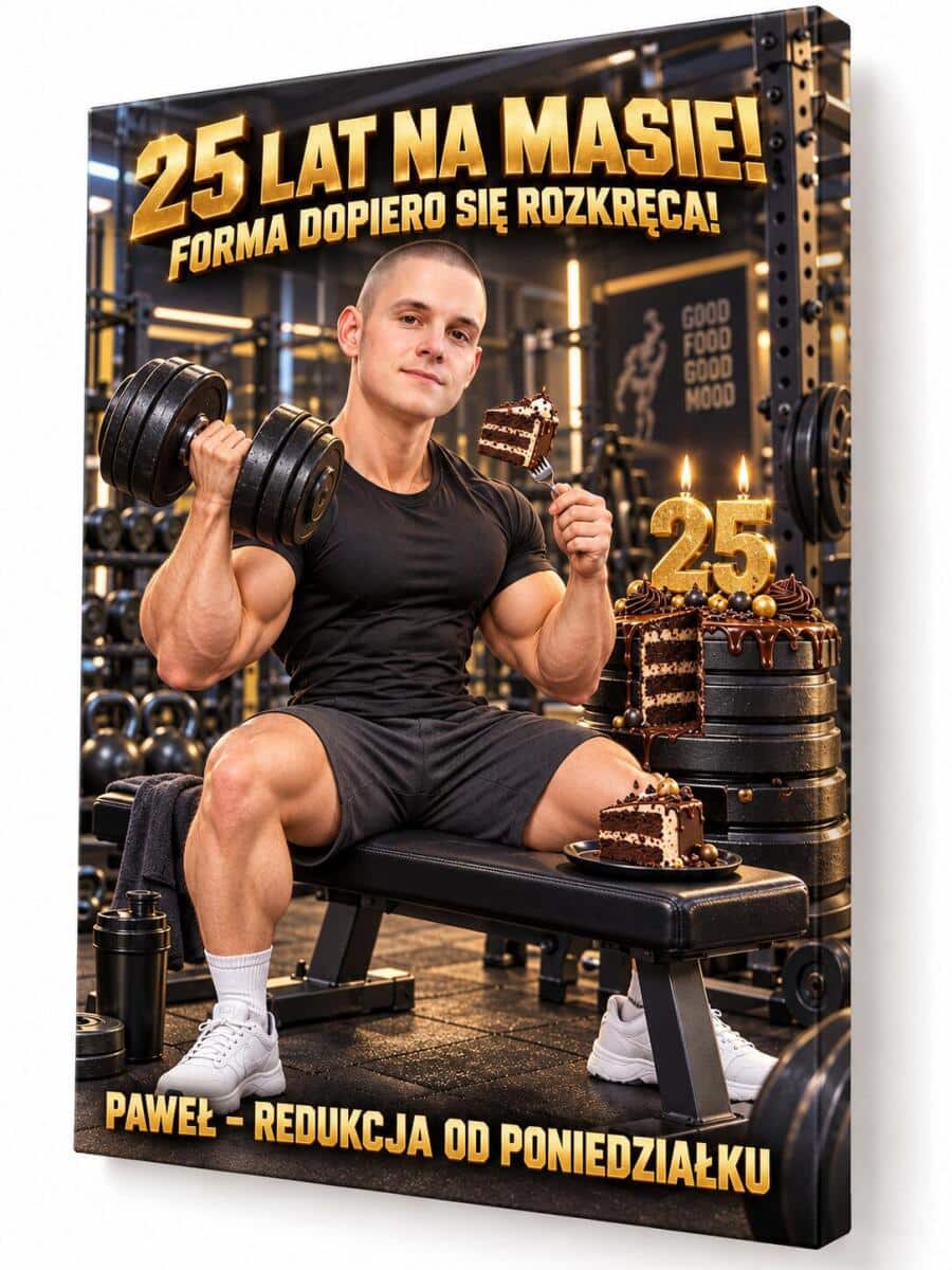 Prezent dla Niego na 25 Urodziny – Obraz z Karykaturą ze Zdjęcia „25 Lat na Masie” - 31591