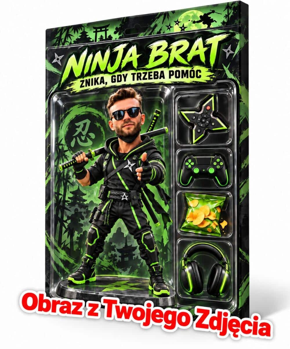 Prezent dla brata ze zdjęcia – karykatura figurka w pudełku „Ninja Brat” 82655