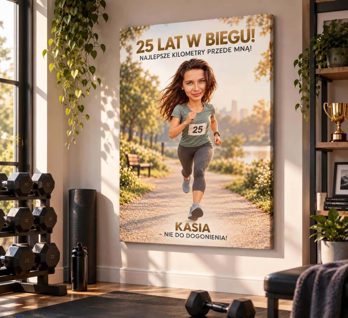 Prezent dla Biegaczki lub Biegacza na 25 Urodziny – Obraz z Karykaturą ze Zdjęcia „25 Lat w Biegu” - 31593 - zdjęcie 3