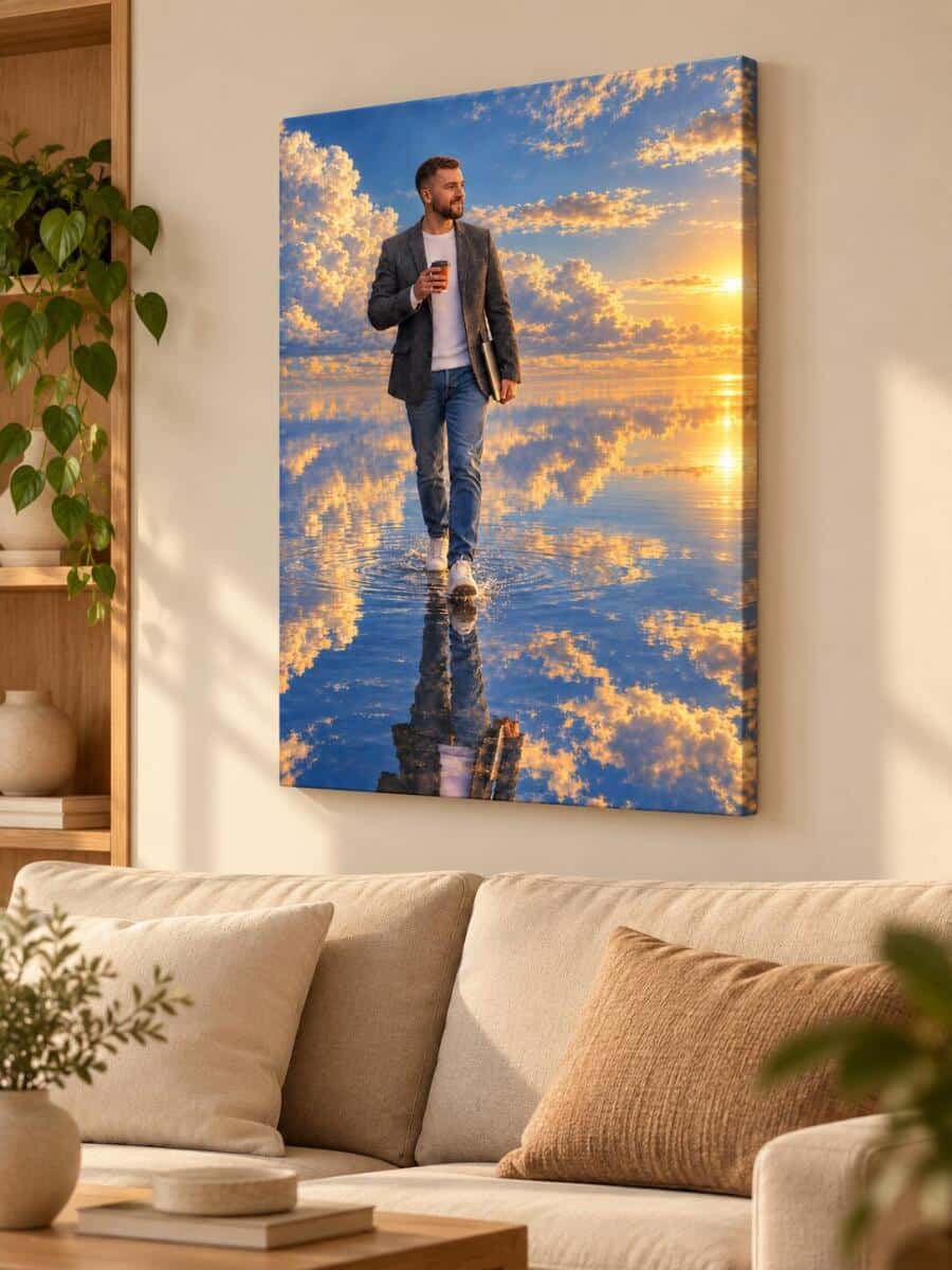 Portret mężczyzny ze zdjęcia „Spacer w chmurach” – prezent na urodziny  82664 - zdjęcie 4