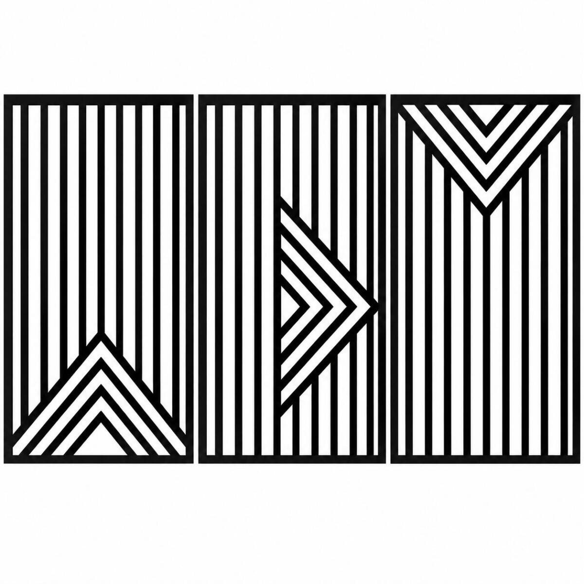 Obraz ażurowy tryptyk– geometryczne panele na ścianę | Nowoczesna, lekka dekoracja ścienna 71000