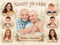 Prezent na Dzień Babci i Dziadka ze Zdjęciami Wnuków – Obraz Drogowskaz z Imionami i Zdjęciami | Płótno 31569 - miniaturka 3