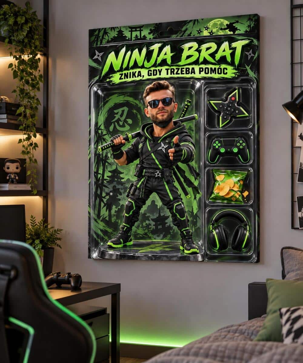 Prezent dla brata ze zdjęcia – karykatura figurka w pudełku „Ninja Brat” 82655 - zdjęcie 2