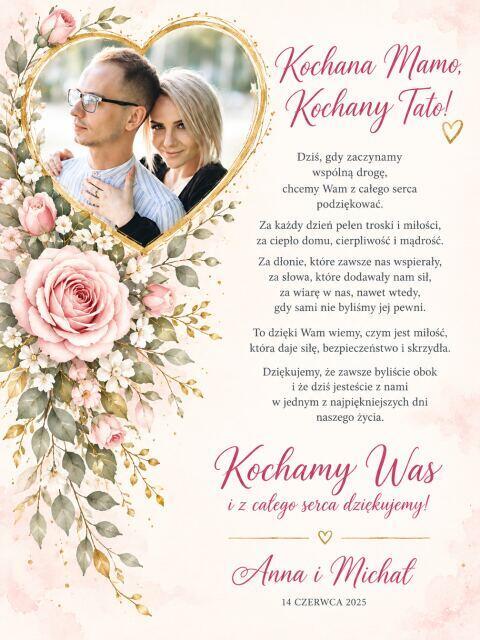 Podziękowanie dla rodziców statuetka od pary młodej – ze zdjęciami  82598 - zdjęcie 5