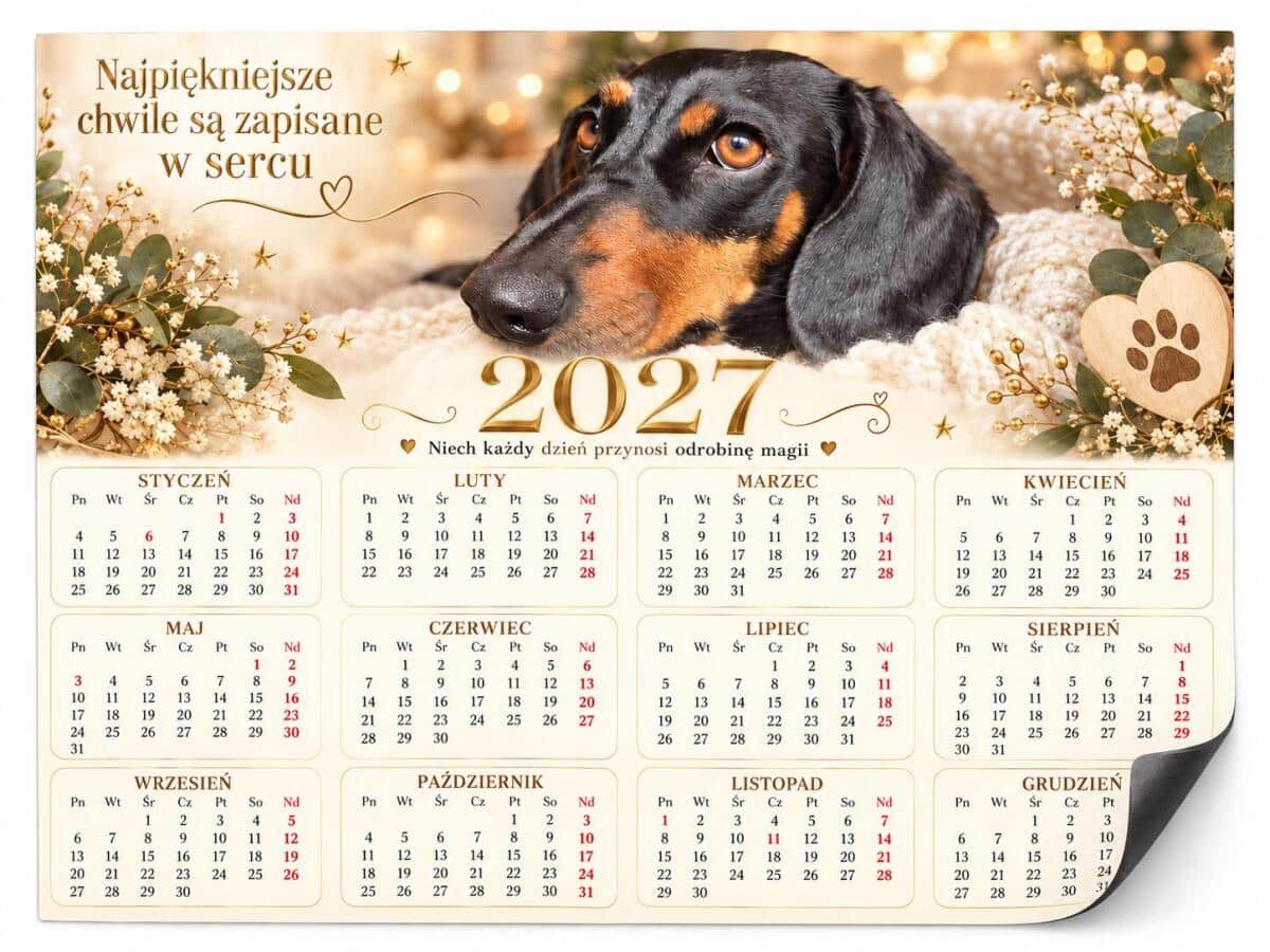 Kalendarz Magnetyczny Na Lodówkę Ze Zdjęciem Twojego Pupila - kalendarz na 2027 rok  82732