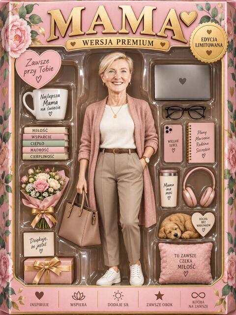 Prezent dla mamy na święta ze zdjęcia – OBRAZ karykatura figurka w pudełku „Mama – Wersja Premium”  82618 - zdjęcie 2