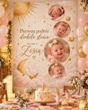 Ścianka do zdjęć na roczek 150x200 cm – Pierwsza podróż dookoła słońca | Dekoracja na 1 Urodziny 39068 - miniaturka 3
