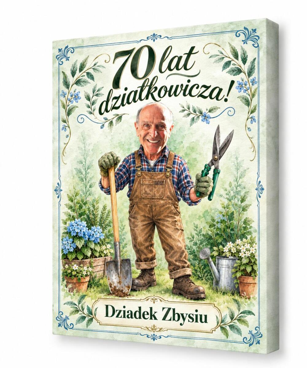 Prezent dla Dziadka Działkowicza na 70 Urodziny – Obraz – Karykatura 70 lat działkowicza - 31636