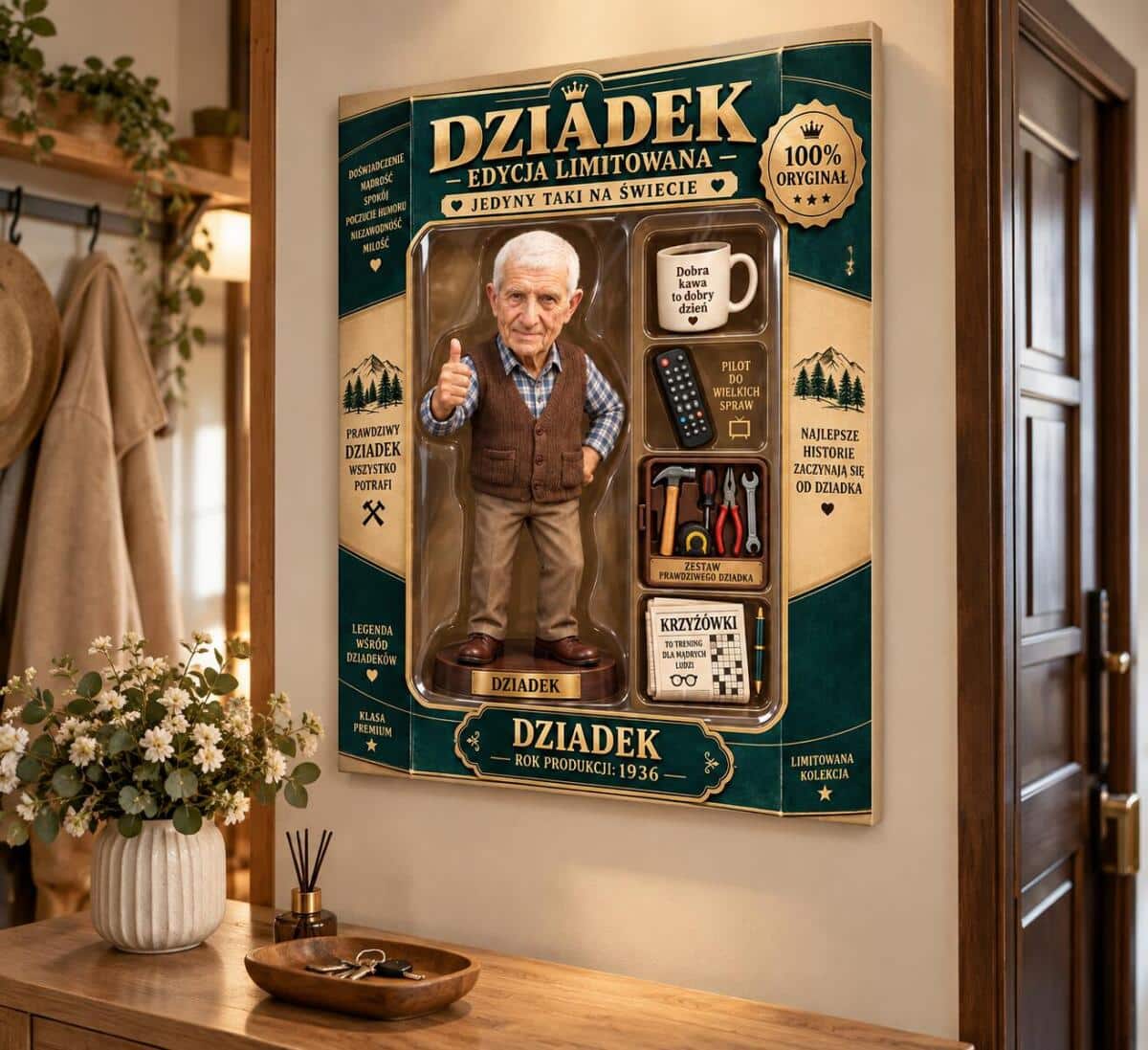 Prezent na Dzień Dziadka ze Zdjęcia – Figurka Dziadka w Pudełku, Edycja Limitowana | Obraz na Płótnie 82649 - zdjęcie 3
