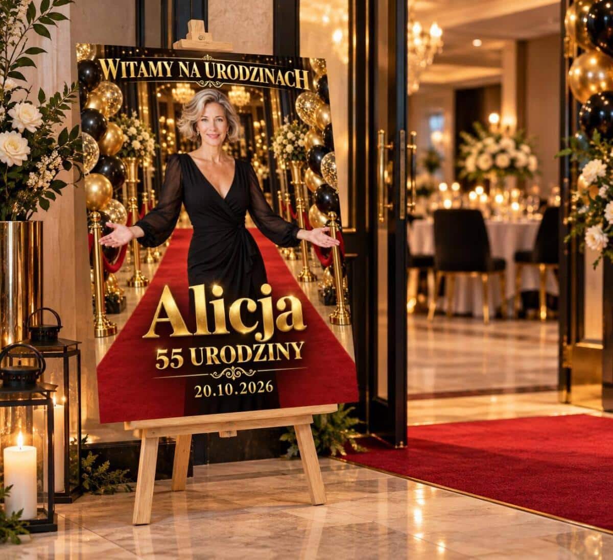 Tablica Powitalna na 55. Urodziny ze Zdjęcia – Złote Glamour z Imieniem Jubilata 31646 - zdjęcie 3