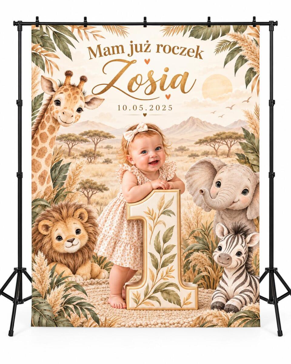 Ścianka do zdjęć na 1 urodziny | Tablica powitalna na Roczek z imieniem i zdjęciem dziecka 39069