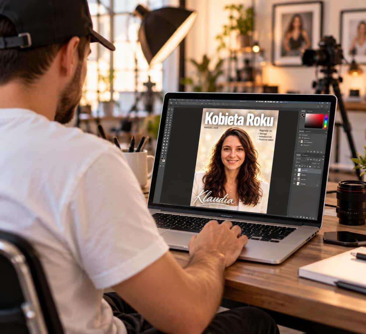 Prezent na Dzień Kobiet ze zdjęcia – plakat karykatura glamour 31600 - zdjęcie 3