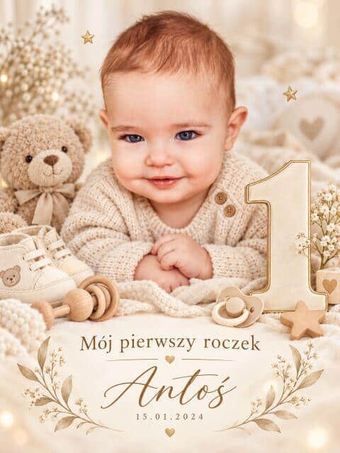 Prezent dla dziecka na 1 urodziny – statuetka ze zdjęciem i imieniem 82612 - zdjęcie 2