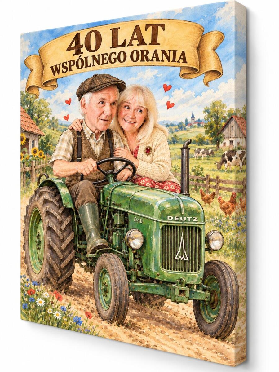 Prezent dla Rodziców na 40. Rocznicę Ślubu – Obraz z Karykaturą ze Zdjęcia „40 Lat Wspólnego Orania” - 31714