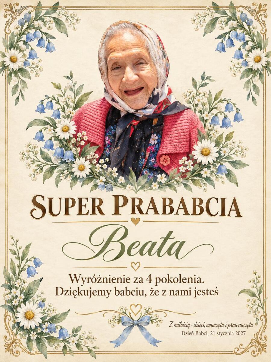 Prezent dla Prababci – Plakat ze Zdjęcia Dyplom Super Prababci 31615 - zdjęcie 2