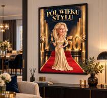Prezent dla Siostry na 50. Urodziny – Plakat z Karykaturą ze Zdjęcia „Pół Wieku Stylu” -  31736 - miniaturka 2