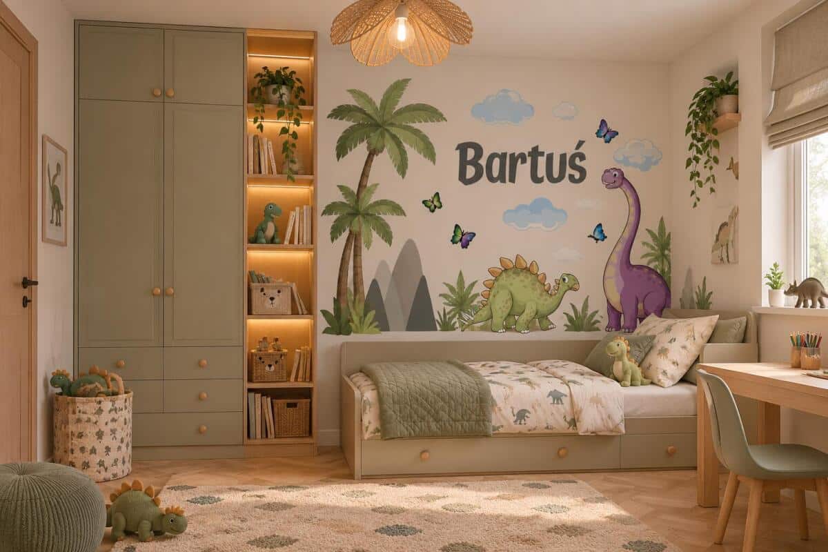 Naklejka z imieniem dla dziecka dinozaury jurasic park 63525