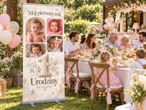 Tablica Powitalna na Roczek Ścianka na 1 Urodziny ze zdjęciami i imieniem Roll-up 100×200 cm 39067 - miniaturka 3