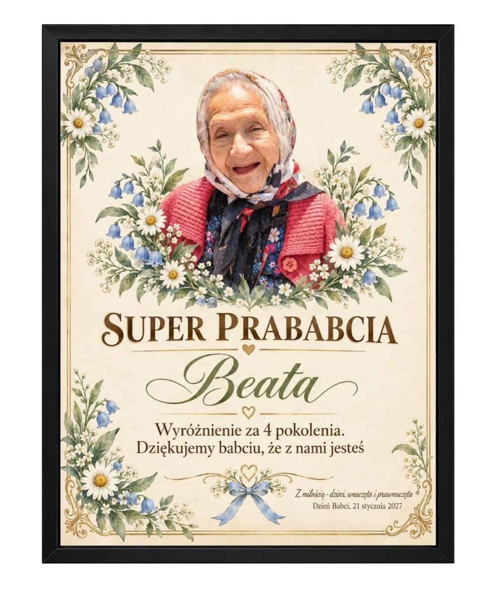 Prezent dla Prababci – Plakat ze Zdjęcia Dyplom Super Prababci 31615