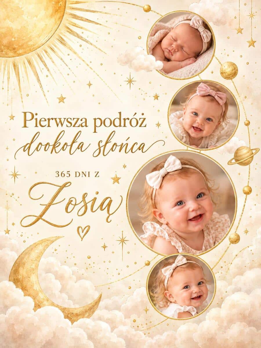 Ścianka do zdjęć na roczek 150x200 cm – Pierwsza podróż dookoła słońca | Dekoracja na 1 Urodziny 39068 - zdjęcie 4