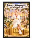 Śmieszny Prezent dla Teściowej na 60 Urodziny – Plakat Karykatura ze Zdjęcia Teściowa na Medal 31659 - miniaturka 1