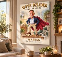 Prezent dla Dziadka na 65 Urodziny – Obraz z Karykaturą ze Zdjęcia „Super Dziadek” 31703 - miniaturka 3
