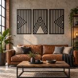 Panele Ażurowe- Geometria, linie i trójkąty | Nowoczesny Tryptyk Obraz w stylu Loft 71002 - miniaturka 2