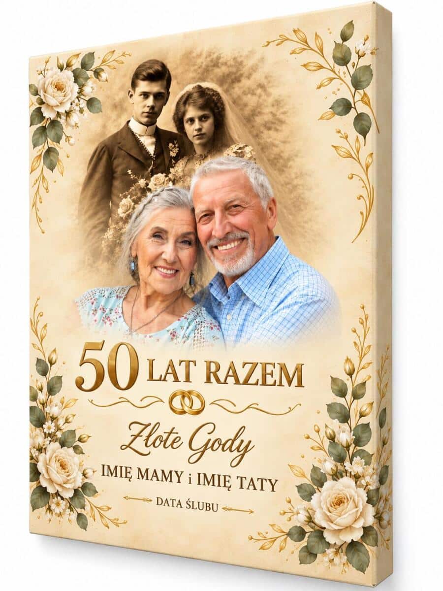 Prezent na Złote Gody Dla Rodziców od dzieci Kiedyś i dziś – Obraz ze Zdjęciami   82578