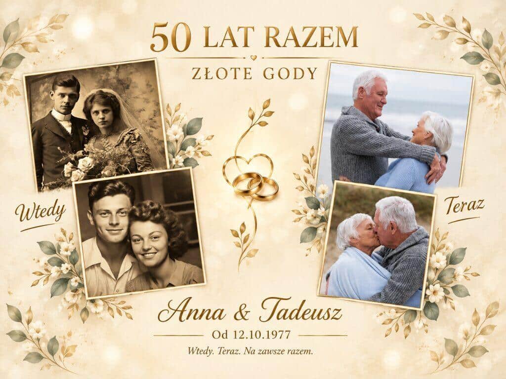 Obraz ze zdjęć na 50 rocznicę ślubu dla rodziców od dzieci  — Wtedy i teraz  - na złote gody 82577 - zdjęcie 2