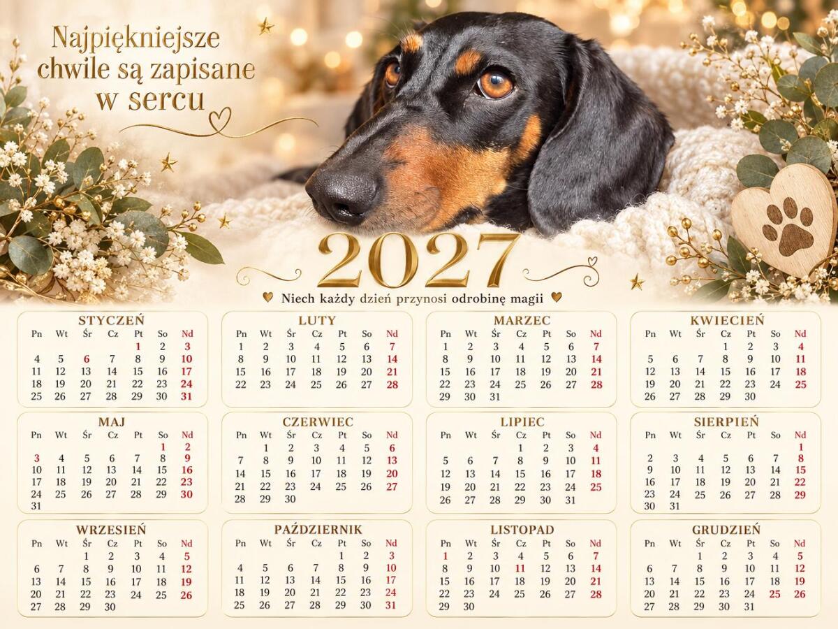 Kalendarz Magnetyczny Na Lodówkę Ze Zdjęciem Twojego Pupila - kalendarz na 2027 rok  82732 - zdjęcie 2