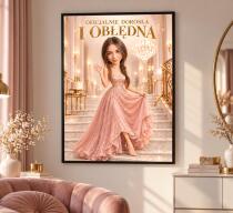 Prezent dla Siostry na 18. Urodziny – Plakat z Karykaturą ze Zdjęcia „Oficjalnie Dorosła i Obłędna”-  31730 - miniaturka 4