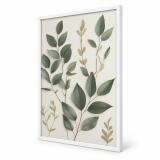 Plakat botaniczny – zielone i beżowe liście na kremowym tle 82717 - miniaturka 1