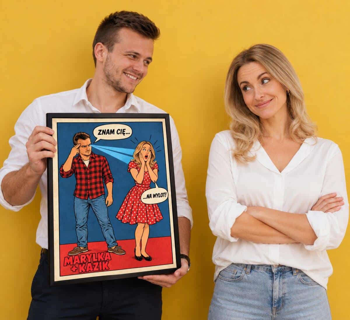 Prezent na walentynki ze zdjęcia – komiksowa karykatura pary dla kobiety 31605 - zdjęcie 3