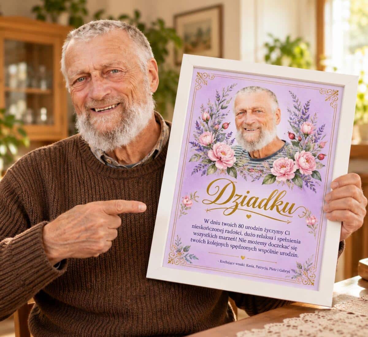 Życzenia dla Dziadka na 80 urodziny | Plakat Wspaniałe 80 urodziny Dziadka 31623 - zdjęcie 3