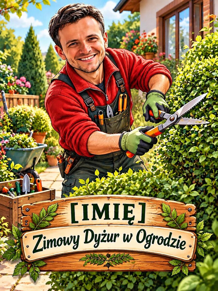 Prezent dla ogrodnika ze zdjęcia – świąteczna karykatura do altany; 31543 - zdjęcie 2