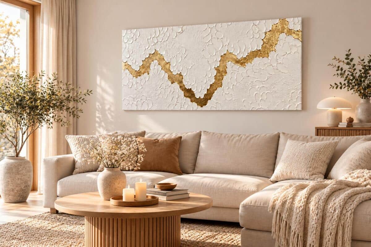 Obraz biało-złoty do sypialni abstrakcja 3D – Elegancki obraz glamour 82645 - zdjęcie 4