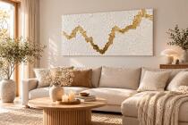 Obraz biało-złoty do sypialni abstrakcja 3D – Elegancki obraz glamour 82645 - miniaturka 4