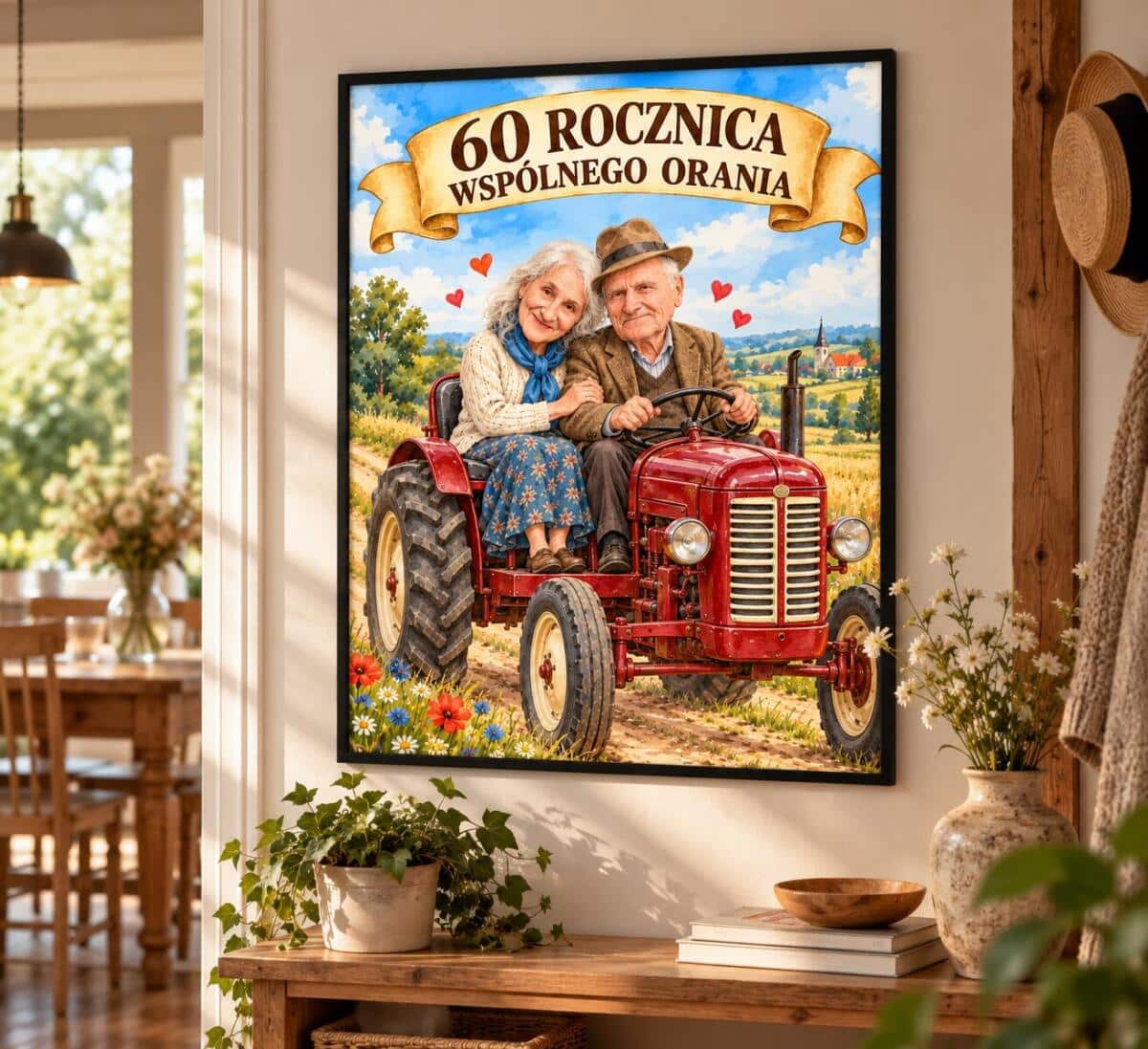 Prezent dla Rodziców na 60. Rocznicę Ślubu – Plakat z Karykaturą ze Zdjęcia „60 Lat Wspólnego Orania” 31722 - zdjęcie 2