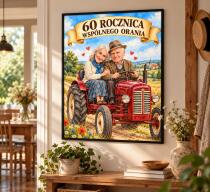 Prezent dla Rodziców na 60. Rocznicę Ślubu – Plakat z Karykaturą ze Zdjęcia „60 Lat Wspólnego Orania” 31722 - miniaturka 2