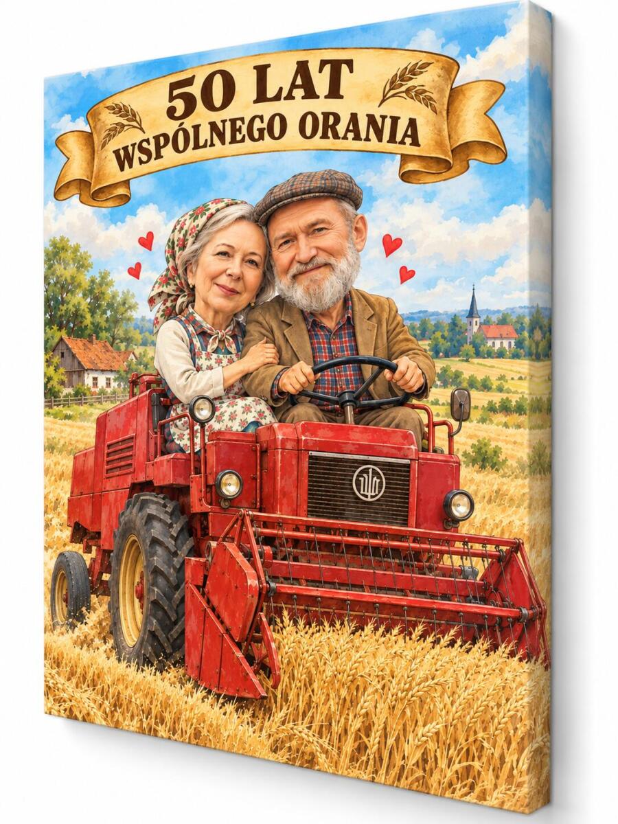 Prezent dla Rodziców na 50. Rocznicę Ślubu – Obraz z Karykaturą ze Zdjęcia „50 Lat Wspólnego Orania” - 31715