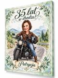 Prezent dla motocyklisty na 35 urodziny | Obraz Karykatura z Twojego zdjęcia Zawsze w drodze 31643 - miniaturka 1