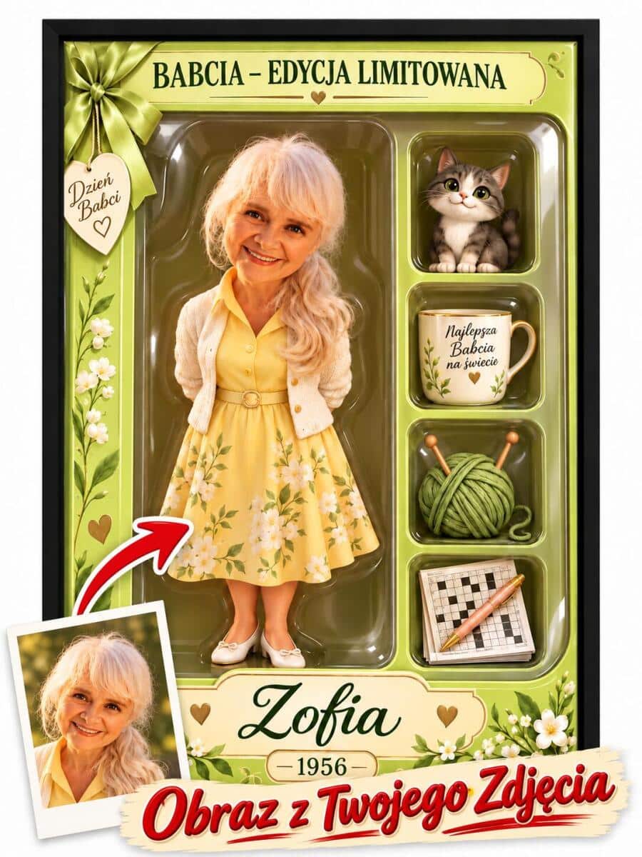 Plakat na Dzień Babci ze Zdjęcia – Babcia Edycja Limitowana, Figurka w Pudełku - 31561