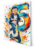 Obraz na Urodziny Chłopca ze Zdjęcia – Kolorowa Cyfra Wieku – Hulajnoga Street Art 82638 - miniaturka 1