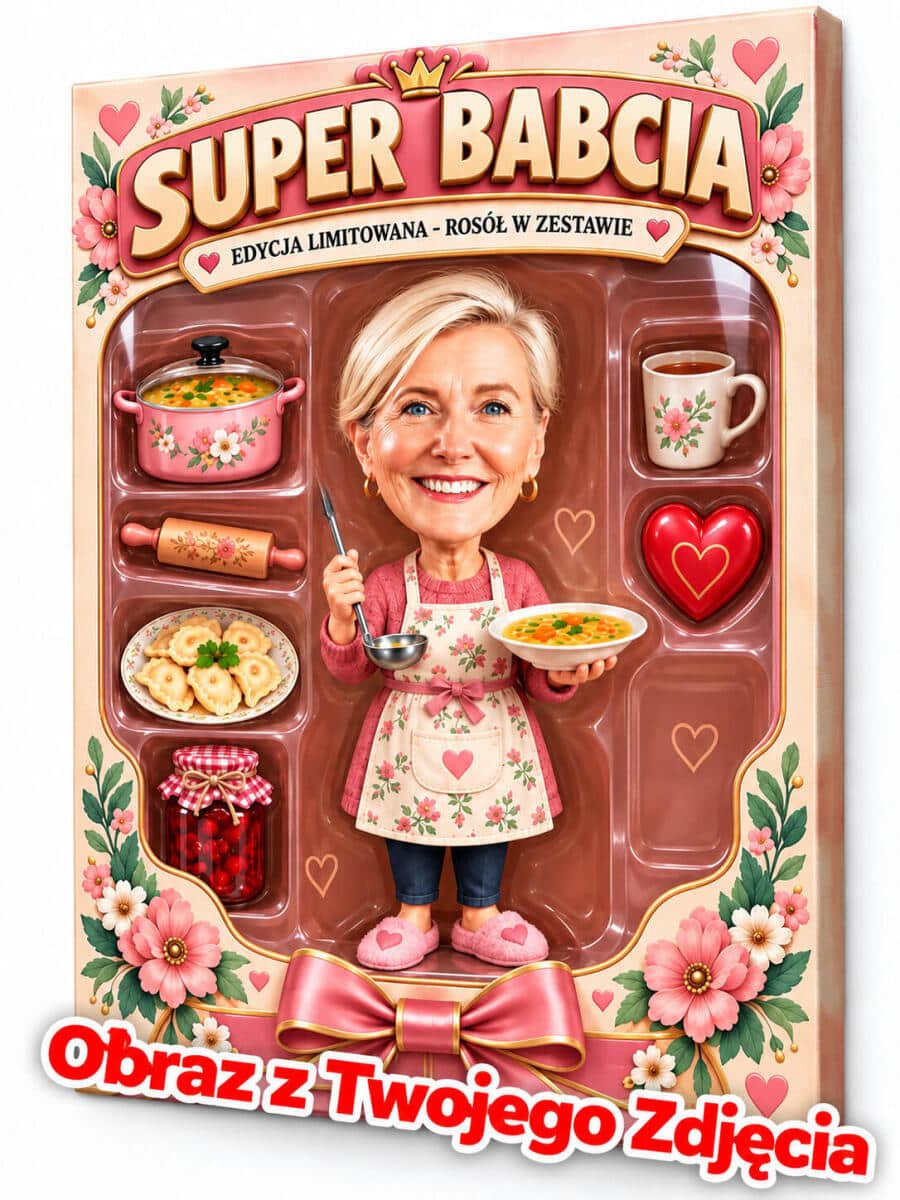 Prezent na Dzień Babci ze zdjęcia – karykatura figurka w pudełku Super Babcia 82660