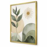 Plakat botaniczny do salonu i sypialni – zielone liście i słońce boho 82719 - miniaturka 1