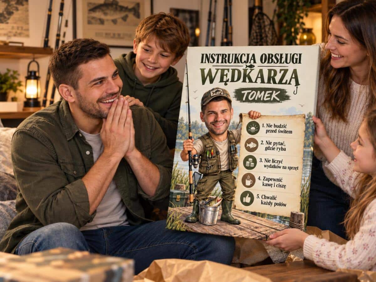 Śmieszny prezent dla wędkarza – plakat karykatura „Instrukcja obsługi wędkarza” 31555 - zdjęcie 4