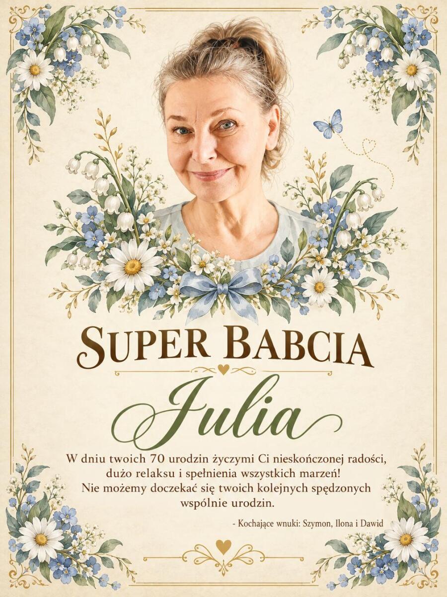 Życzenia dla Babci na 70 urodziny | Plakat 70 Urodziny Super Babci 31630 - zdjęcie 2