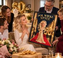 Prezent dla Siostry na 50. Urodziny – Plakat z Karykaturą ze Zdjęcia „Pół Wieku Stylu” -  31736 - miniaturka 3