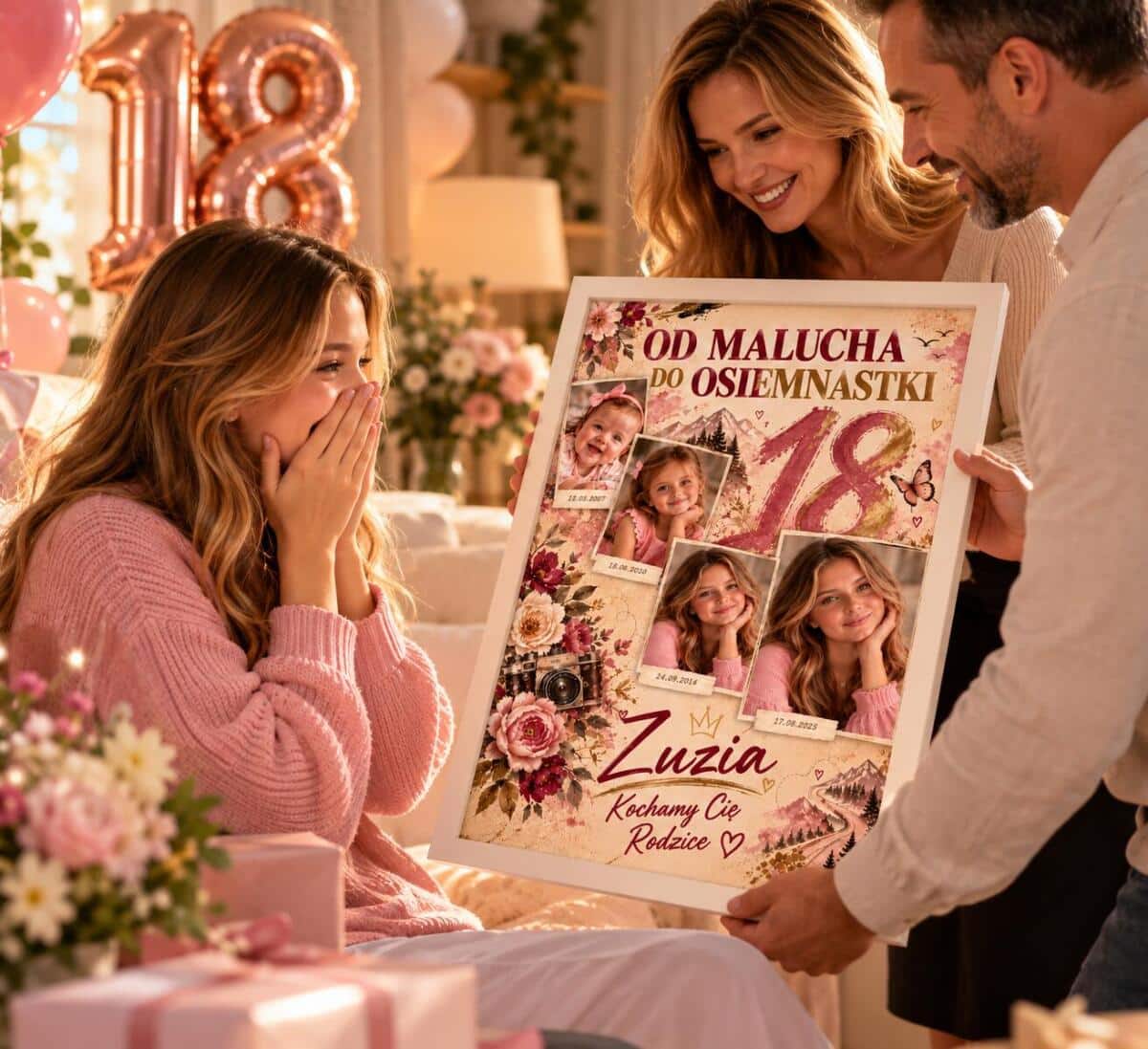Plakat na 18 urodziny dla dziewczyny ze zdjęć  — Od malucha do osiemnastki 51154 - zdjęcie 4